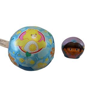 Lot of 2 Carebears and Dora The Explorer Balls Kids Cartoon Play